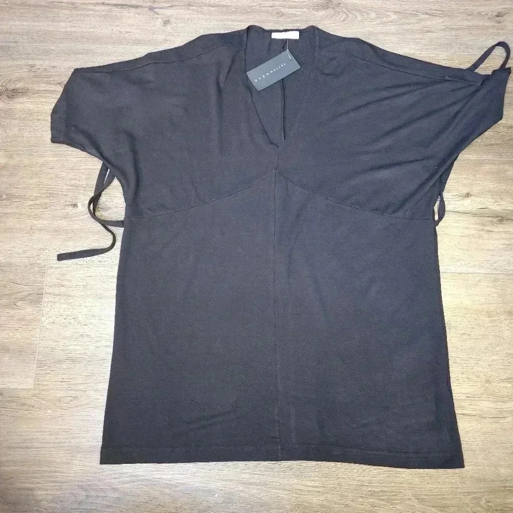 Bryn Walker V Neck‎ Tie Back Sheath Black Dress Lagen Look SZ XS USA - Picture 7 of 14